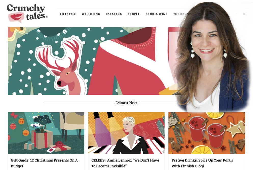 Meet Crunchytales Founder Michela Di Carlo 6 Image of Crunchytakes.com home page with overlay of founder Michal Dii Carlo
