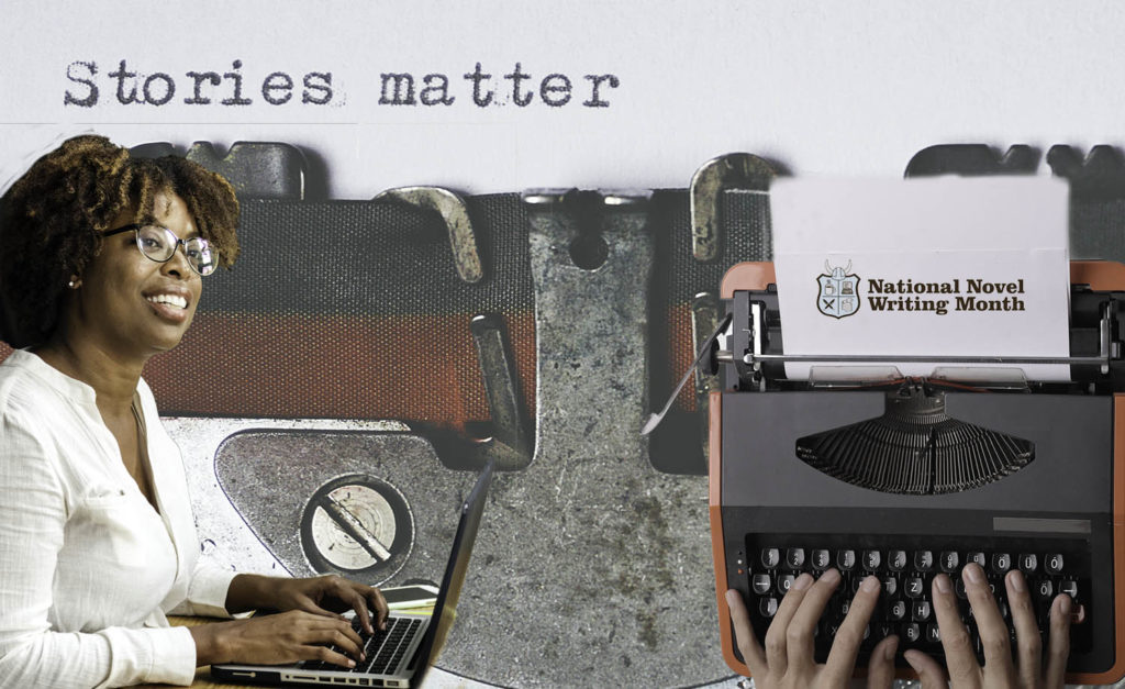 Montage for blog And Now the Days of Writerly Excess. Woman typing and typewriter background